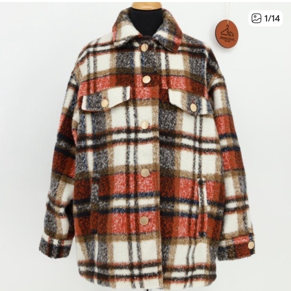 Zara Plaid Brushed Flannel Heavyweight Shacket Jacket Women’s Small - Picture 4 of 16